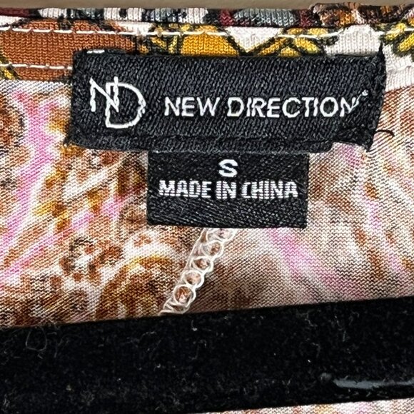 New Directions Boho Swing Dress Small Brown Pink Patchwork Fall Flare - Picture 7 of 12